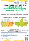 Incontro informativo "Disturbi specifici dell'apprendimento (DSA): facciamo chiarezza" - 27 novembre 2023